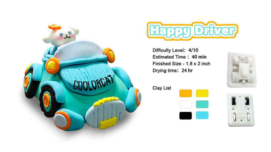 Happy Driver CoolorCat Air Dry Clay Step by Step Tutorial